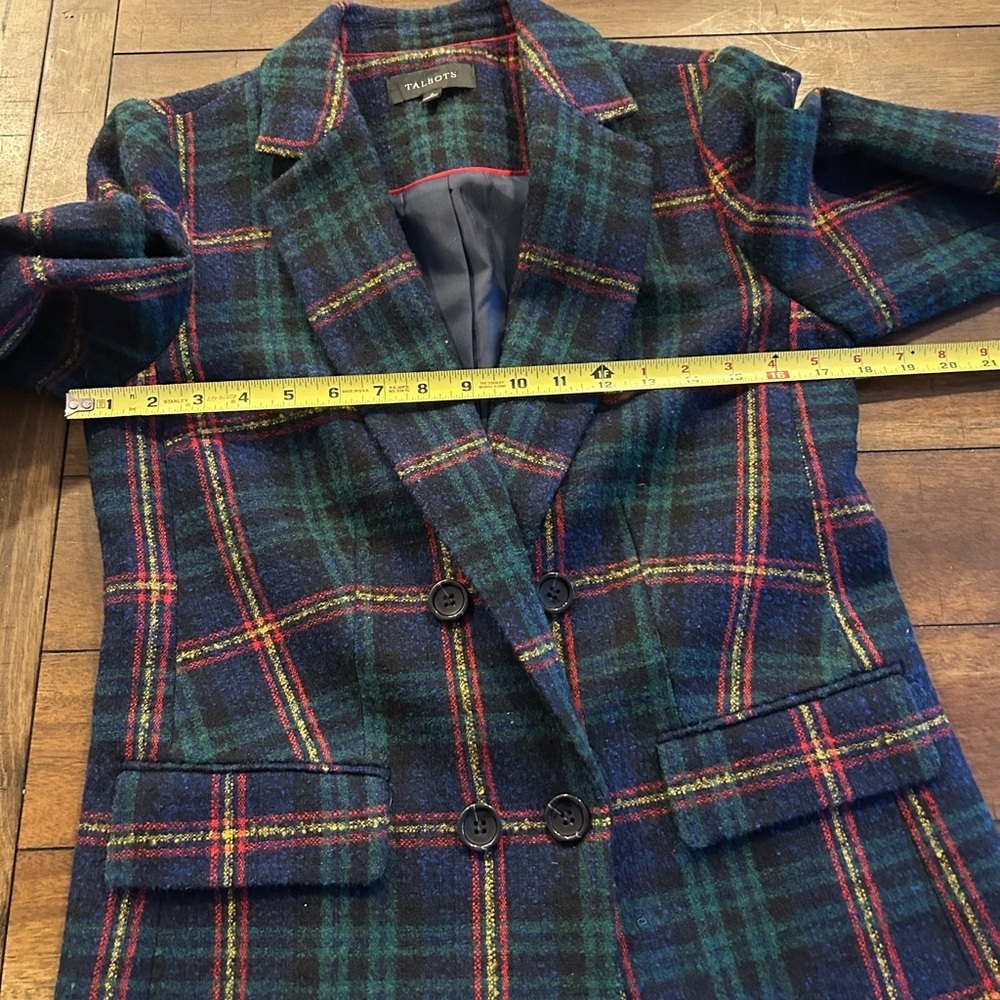 Talbots Plaid Multicolor Wool Blend Relaxed Boucle Blazer Size 4  P214019017 - Picture 9 of 13